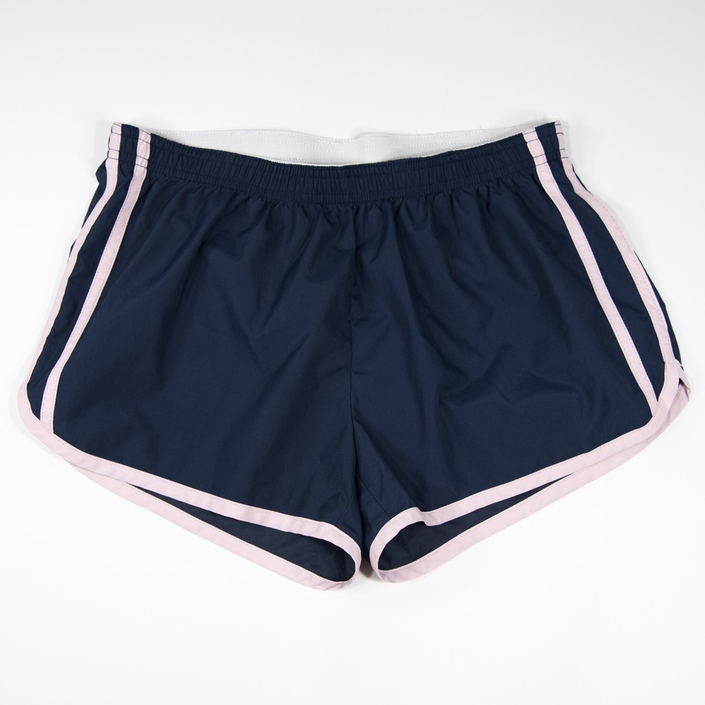 Blue with Pink Stripe Track Style Shorts